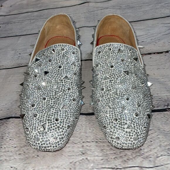 Spiked Silver Christian Louboutin Suede Burma Potpourri Dandy Smoking Sh… - Picture 3 of 14